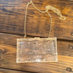 Elegant Gold and Clear Acrylic Clutch or Shoulder bag. Like new. No defects.